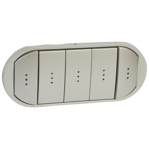 [PTG032.00337] Legrand 068320, Placă Céliane, Comutator/Buton compact 5 comenzi cu indicator luminos, Cheie mare, Titan  
