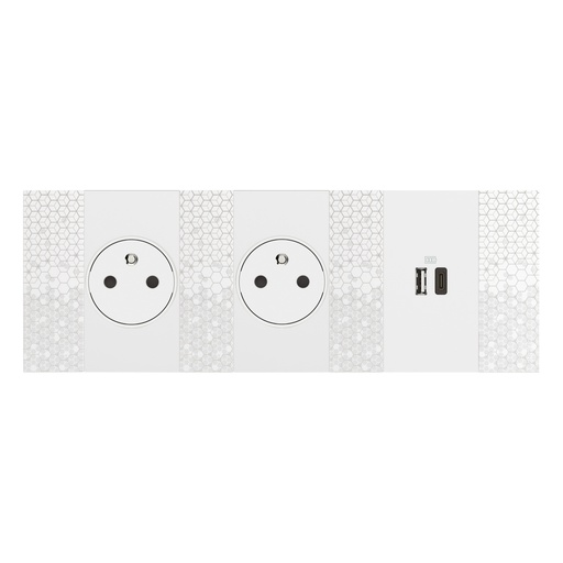 [PTG032.00538] BTICINO KW12C, L.Now, USB Charger Plate 2 Modules White