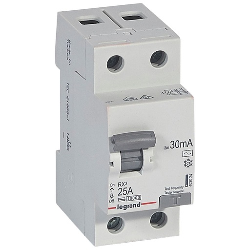 [PTG163.01260] Legrand 402024, Dispozitiv de curent rezidual (RCD) RX³, 2P, 230 V, 25 A, 30 mA, tip AC
