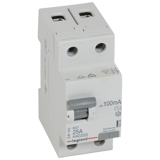 [PTG163.01264] Legrand 402028, RX³ Residual Current Device (RCD), 2P, 230 V, 25 A, 100 mA, Type AC