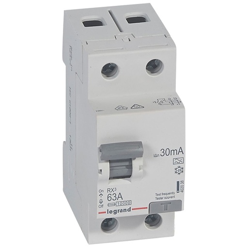 [PTG163.01272] Legrand 402038, Dispozitiv de curent rezidual (RCD) RX³, 2P, 230 V, 63 A, 30 mA, tip A