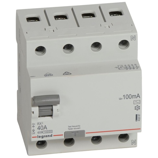 [PTG163.01277] Legrand 402067, Dispozitiv de curent rezidual (RCD) LR, 4P, 400 V, 40 A, 100 mA, tip AC