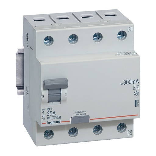 [PTG163.01279] Legrand 402070, Dispozitiv de curent rezidual (RCD) LR, 4P, 400 V, 25 A, 300 mA, tip AC