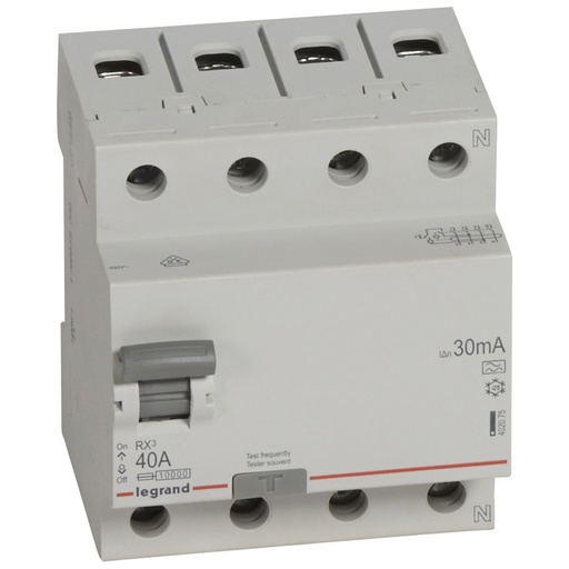 [PTG163.01283] Legrand 402075, Dispozitiv de curent rezidual (RCD) LR, 4P, 400 V, 40 A, 30 mA, tip A
