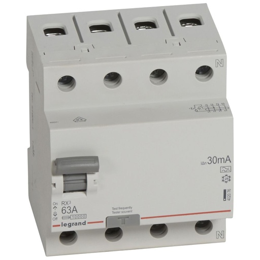 [PTG163.01284] Legrand 402076, Dispozitiv de curent rezidual (RCD) LR, 4P, 400 V, 63 A, 30 mA, tip A