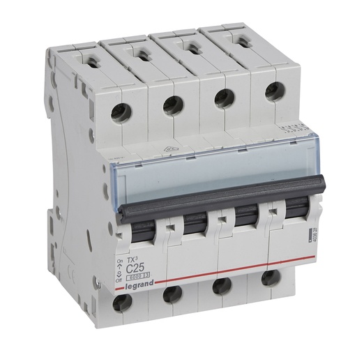 [PTG163.01393] LEGRAND 403628, TX³ 6000 MCB, 4P, 25 A, Curve C, for extension busbars