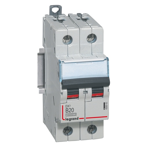 [PTG163.01524] LEGRAND 408943, MCB, DX³ 10000, 16 kA, 2P, 230/400 V, 20 A, Curbă B