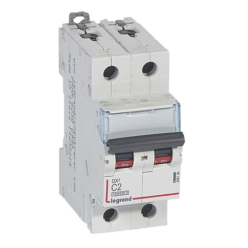 [PTG163.01577] LEGRAND 409196, DX³ 10000 MCB, 2P, 2 A, Curve C, 16 kA, 230/400 V