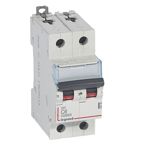 [PTG163.01580] LEGRAND 409199, MCB, DX³ 10000, 16 kA, 2P, 230/400 V, 6 A, Curbă C