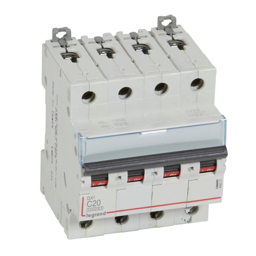 [PTG163.01617] LEGRAND 409337, DX³ 10000 MCB, 4P, 20 A, Curve C, 16 kA, 400 V