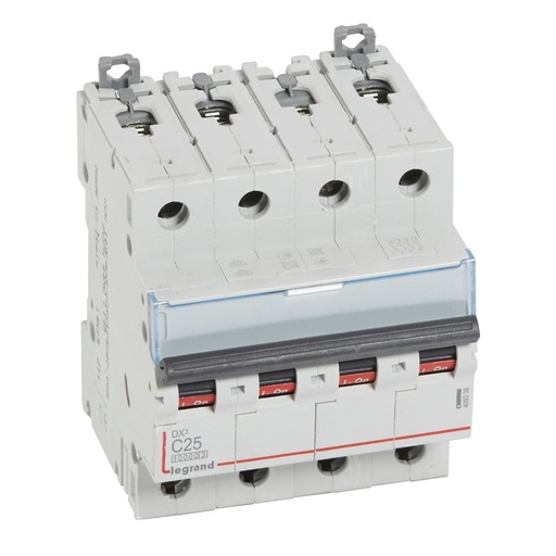 [PTG163.01618] LEGRAND 409338, DX³ 10000 MCB, 4P, 25 A, Curve C, 16 kA, 400 V