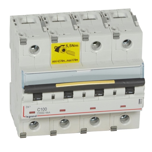 [PTG163.01624] LEGRAND 409363, DX³ MCB, 4P, 100 A, Curve C, 10 kA/16 kA