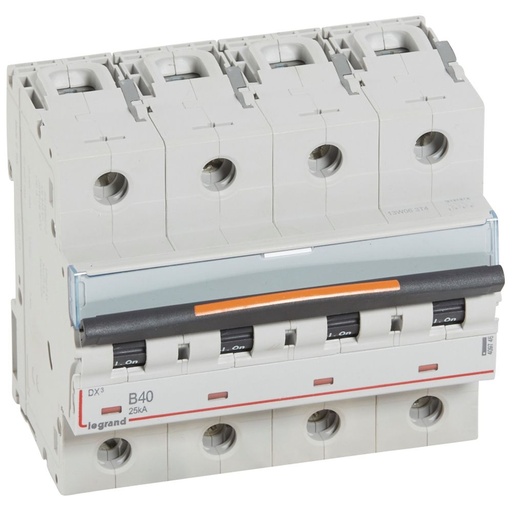 [PTG163.01677] LEGRAND 409746, DX³ MCB, 4P, 40 A, 25 kA, Curve B, 400 V, 6 Modules