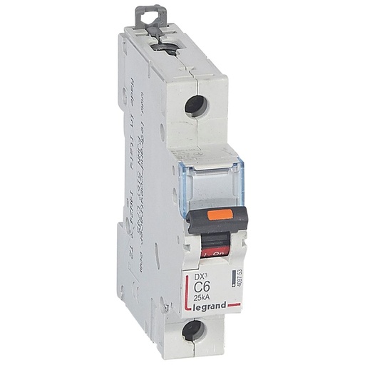 [PTG163.01684] LEGRAND 409753, MCB, DX³, 25 kA, 1P, 230/400 V, 6 A, Curbă C