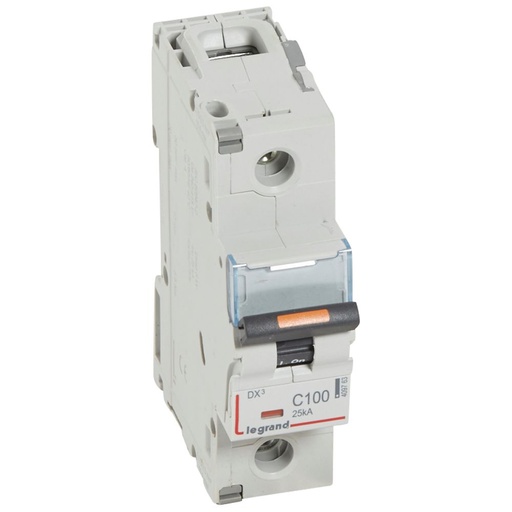 [PTG163.01694] LEGRAND 409763, MCB, DX³, 25 kA, 1P, 230/400 V, 100 A, Curbă C