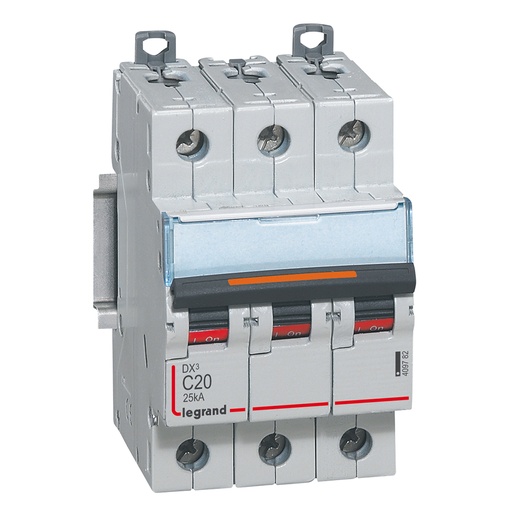 [PTG163.01713] LEGRAND 409782, MCB, DX³, 25 kA, 3P, 400 V, 20 A, Curbă C