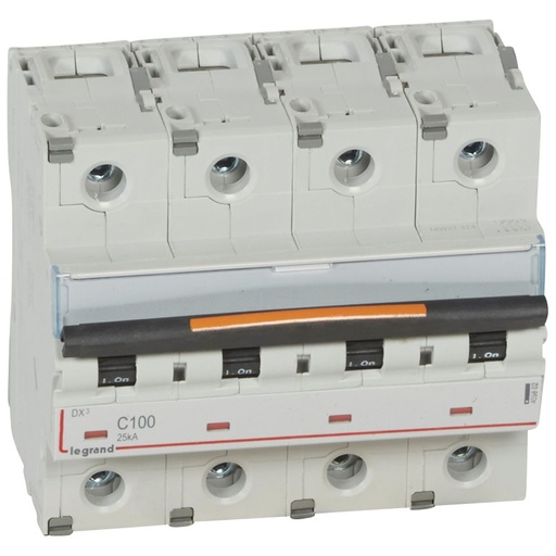 [PTG163.01733] LEGRAND 409802, MCB, DX³, 25 kA, 4P, 400 V, 100 A, Curbă C