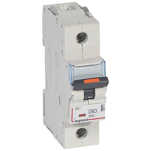 [PTG163.01744] LEGRAND 409813, DX³ MCB, 1P, 63 A, 25 kA, D Curve, 230/400 V