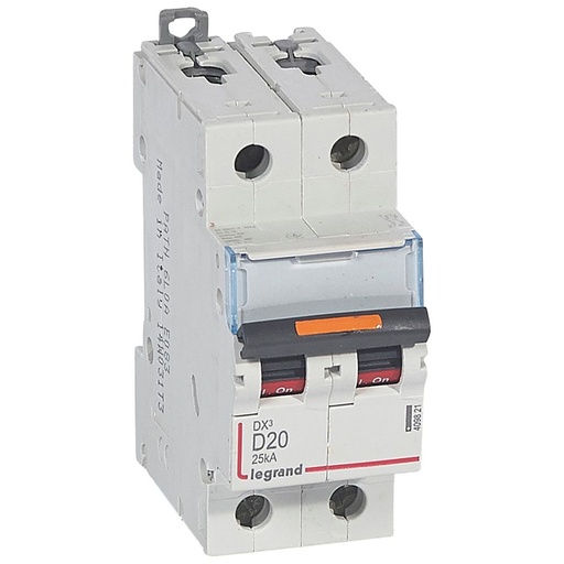 [PTG163.01752] LEGRAND 409821, MCB, DX³, 25 kA, 2P, 230/400 V, 20 A, Curbă D