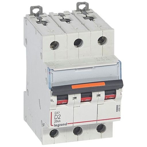 [PTG163.01756] LEGRAND 409830, DX³ MCB, 3P, 2 A, 25 kA, D Curve, 400 V