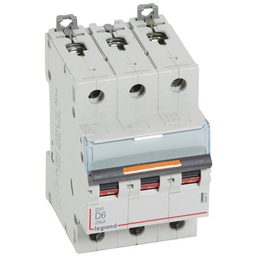 [PTG163.01757] LEGRAND 409831, MCB, DX³, 25 kA, 3P, 400 V, 6 A, Curbă D