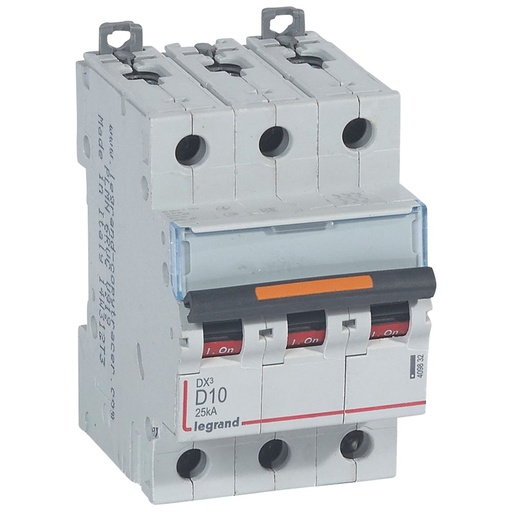 [PTG163.01758] LEGRAND 409832, MCB, DX³, 25 kA, 3P, 400 V, 10 A, Curbă D