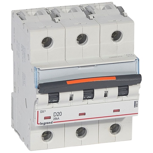 [PTG163.01760] LEGRAND 409834, MCB, DX³, 25 kA, 3P, 400 V, 20 A, Curbă D