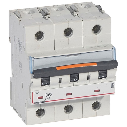 [PTG163.01765] LEGRAND 409839, DX³ MCB, 3P, 63 A, 25 kA, D Curve, 400 V