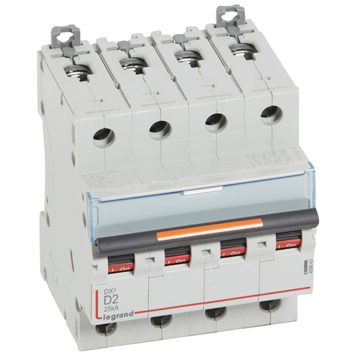 [PTG163.01769] LEGRAND 409843, DX³ MCB, 4P, 2 A, 25 kA, D Curve, 400 V