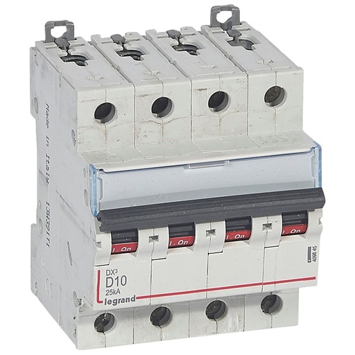 [PTG163.01771] LEGRAND 409845, DX³ MCB, 4P, 10 A, 25 kA, D Curve, 400 V