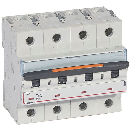 [PTG163.01778] LEGRAND 409852, DX³ MCB, 4P, 63 A, 25 kA, D Curve, 400 V