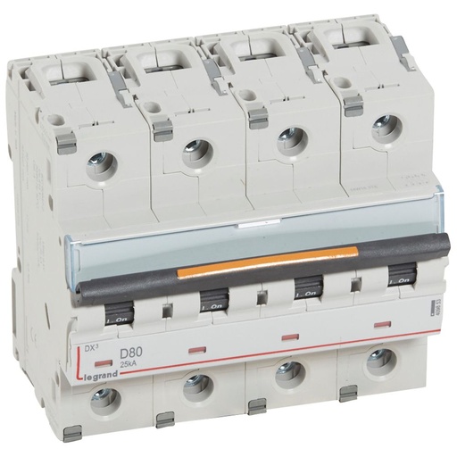 [PTG163.01779] LEGRAND 409853, MCB, DX³, 25 kA, 4P, 400 V, 80 A, Curbă D