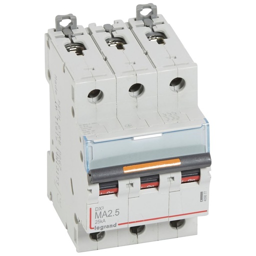 [PTG163.01791] LEGRAND 409877, Disjunctor DX³ mA-3P-400V-2.5A-25kA, Magnetic simplu, 3M
