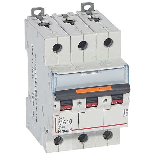 [PTG163.01794] LEGRAND 409880, MCB DX³ MA, 3P, 400 V, 10 A, 25 kA, Simple Magnetic, 3 Modules