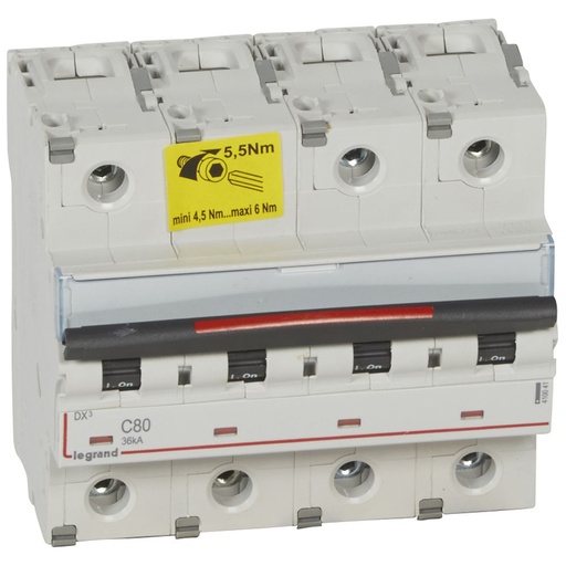 [PTG163.01836] LEGRAND 410041, MCB, DX³, 36 kA, 4P, 400 V, 80 A, Curbă C