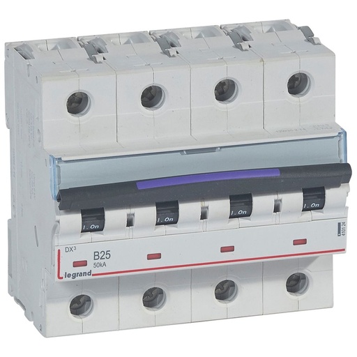 [PTG163.01846] LEGRAND 410124, Disjunctor termo Magnetic DX³, 4P, 25 A, 50 kA, Curbă B, 6M