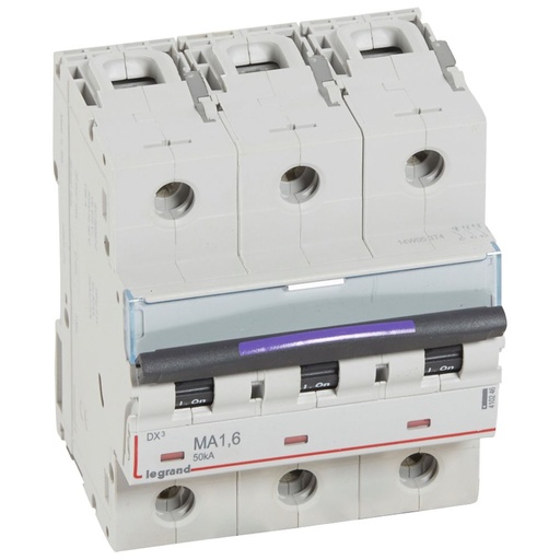 [PTG163.01913] LEGRAND 410246, MCB DX³ MA Simple Magnetic, 3P, 1.6 A, 50 kA, MA Curve, 4.5 Modules