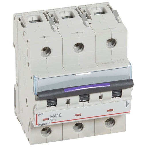 [PTG163.01917] LEGRAND 410250, Disjunctor Magnetic simplu DX³, mA, 3P, 10 A, 50 kA, Curbă MA, 4 - 5M