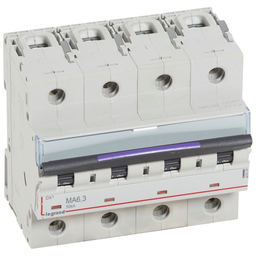 [PTG163.01926] LEGRAND 410259, MCB DX³ MA Simple Magnetic, 4P, 6.3 A, 50 kA, MA Curve, 6 Modules