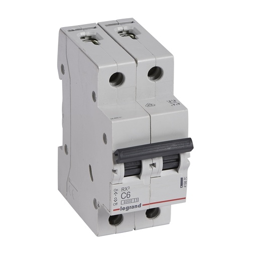 [PTG163.02009] LEGRAND 419870, MCB RX³ 6000, 2P, 230/400 V, 6 A, C Curve, Comb Busbar Compatible