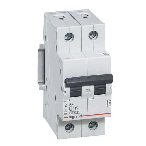 [PTG163.02011] LEGRAND 419873, MCB RX³ 6000, 2P, 230/400 V, 16 A, C Curve, Comb Busbar Compatible