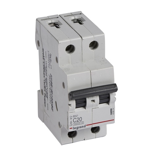 [PTG163.02012] LEGRAND 419874, MCB RX³ 6000, 2P, 230/400 V, 20 A, C Curve, Comb Busbar Compatible