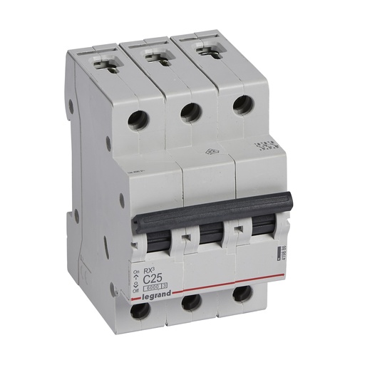 [PTG163.02022] LEGRAND 419886, MCB RX³ 6000, 3P, 400 V, 25 A, C Curve, Comb Busbar Compatible