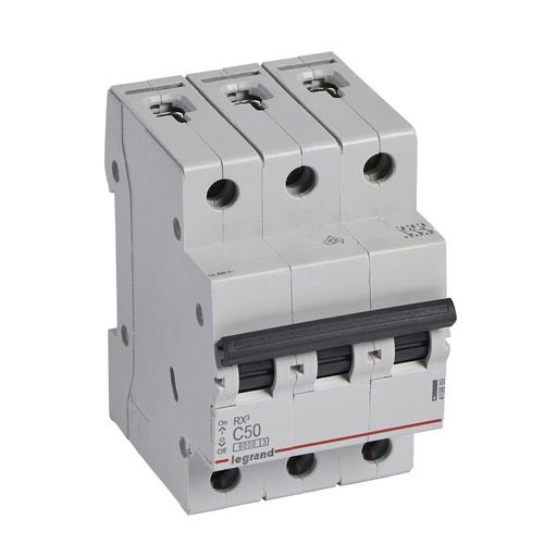 [PTG163.02025] LEGRAND 419889, MCB RX³ 6000, 3P, 400 V, 50 A, C Curve, Comb Busbar Compatible