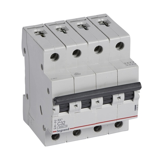[PTG163.02032] LEGRAND 419920, MCB RX³ 6000, 4P, 400 V, 32 A, C Curve, Comb Busbar Compatible