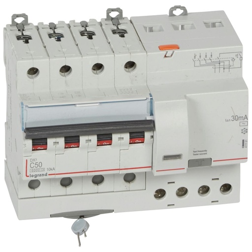 [PTG163.02095] LEGRAND 411191, RCBO, DX³ 6000 -10 kA -4P-400 V -50 A -30 mA, tip AC
