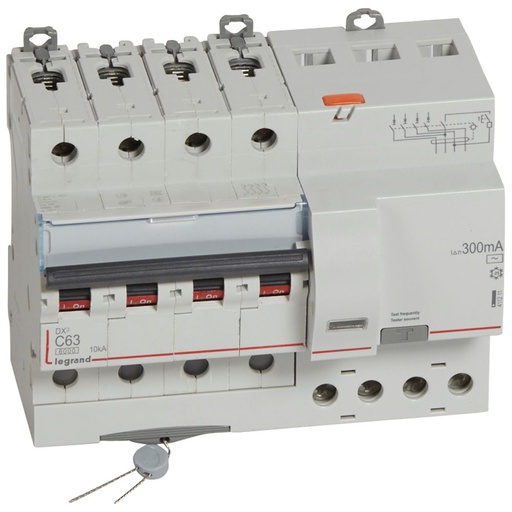 [PTG163.02099] LEGRAND 411211, RCBO, DX³ 6000 -10 kA -4P-400 V -63 A -300 mA, tip AC