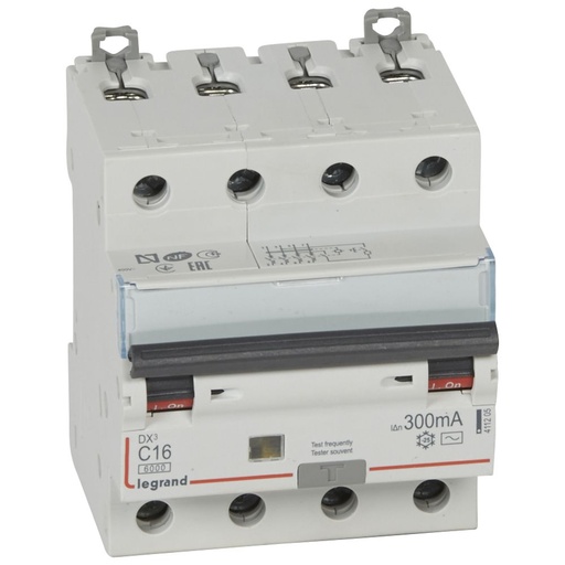 [PTG163.02104] LEGRAND 411205, RCBO, DX³ 6000 -10 kA -4P-400 V -16 A -300 mA, tip AC