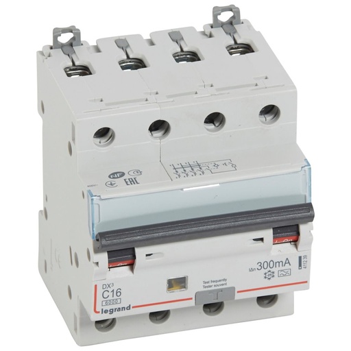 [PTG163.02114] LEGRAND 411239, RCBO, DX³ 6000 -10 kA -4P-400 V -16 A -300 mA, tip A