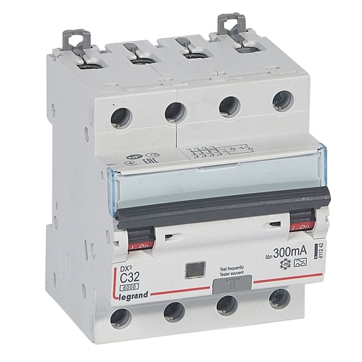 [PTG163.02117] LEGRAND 411242, RCBO, DX³ 6000 -10 kA -4P-400 V -32 A -300 mA, tip A